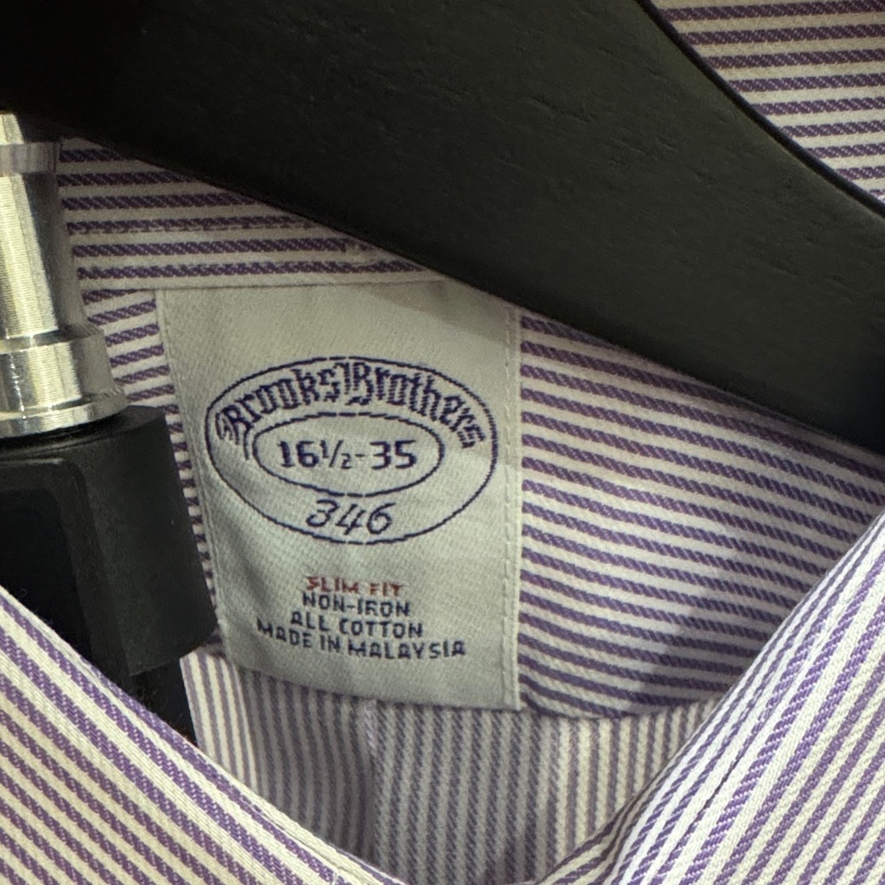 Brooks Brothers Lavender pin stripe Dress Shirt - Picture 2 of 3